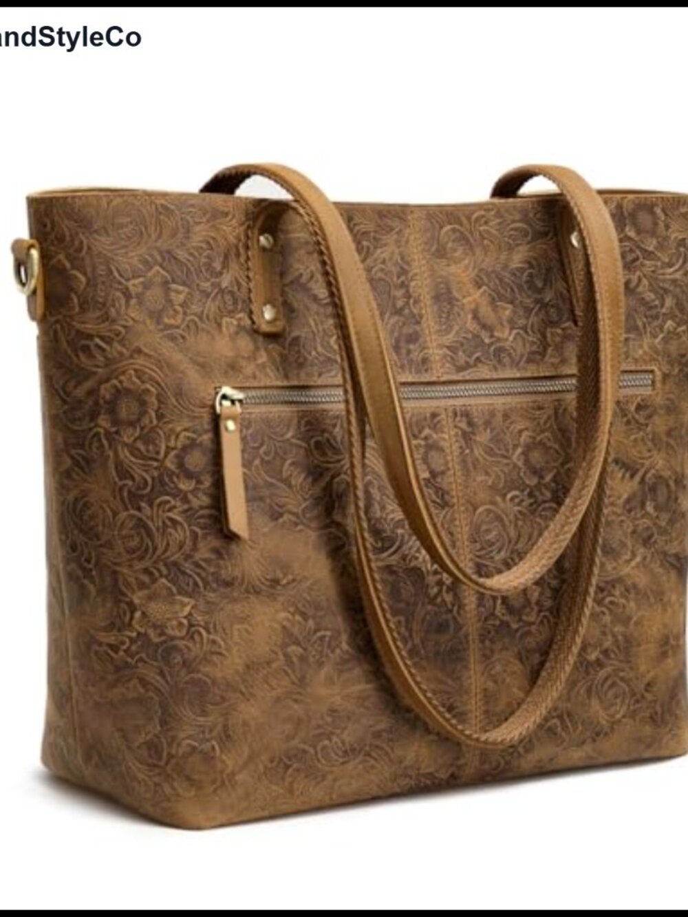 S-ZONE Top Grain Crazy Horse Leather Tote Bag Large Work Laptop Shoulder Bag